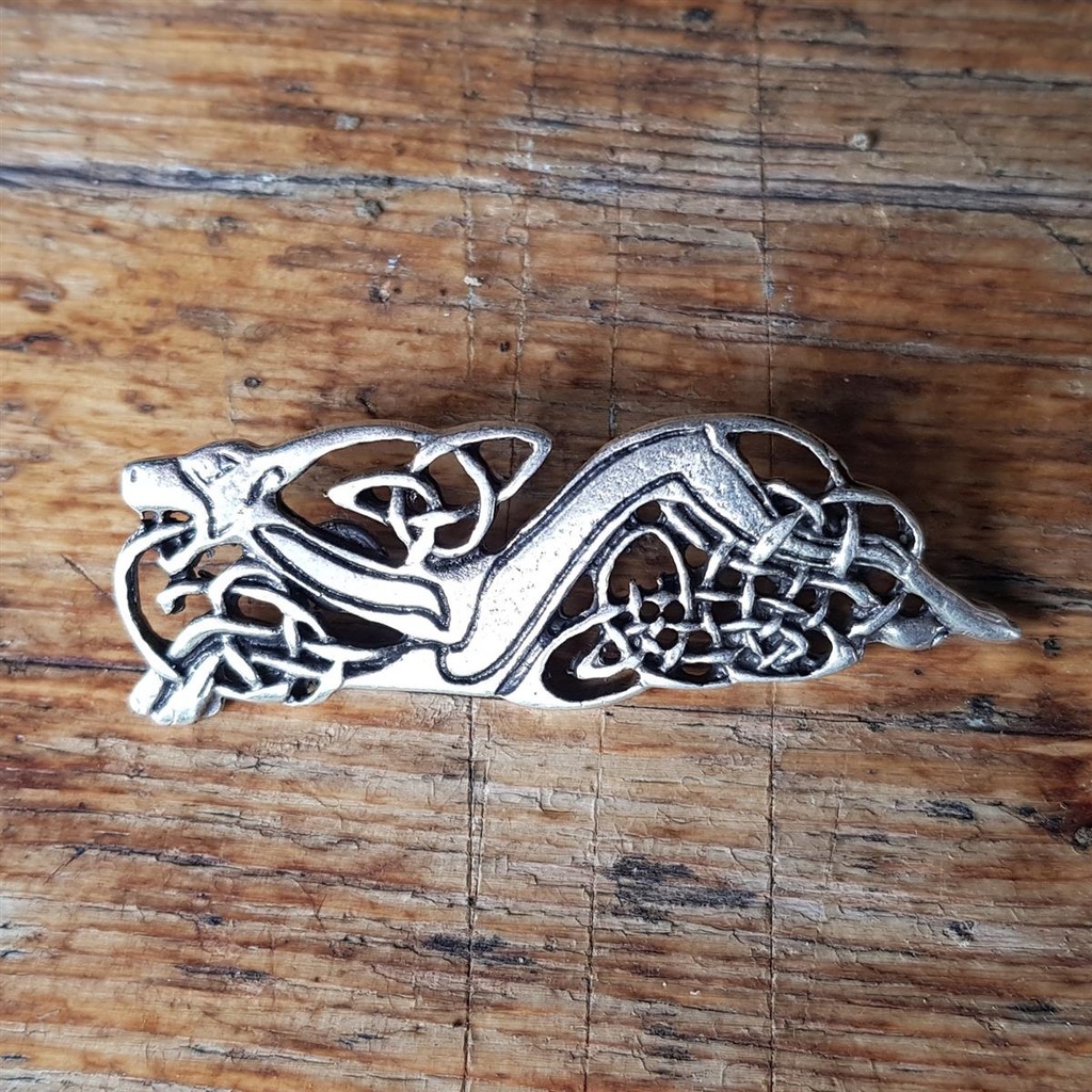 [N-305-1] Keltischer Hund, nach links schauend, silberfarbener Beschlag