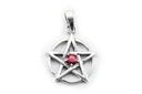 Pentagramm-Anhänger RAYAN aus 925er Silber mit rotem Stein – Mystisches Schutzsymbol (2,7 cm)