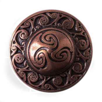 Keltischer Knopf Triskele kupferfarben – 25 mm Zierknopf für Umhang, Mantel & Tunika
