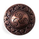 Keltischer Knopf Triskele kupferfarben – 25 mm Zierknopf für Umhang, Mantel & Tunika