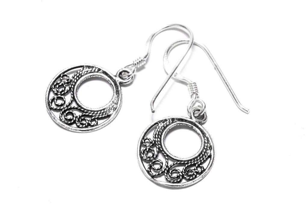 Ohrhänger FARNE Spiral-Ornament aus Silber 925 – Wikinger Scheibenohrringe 1,5 cm