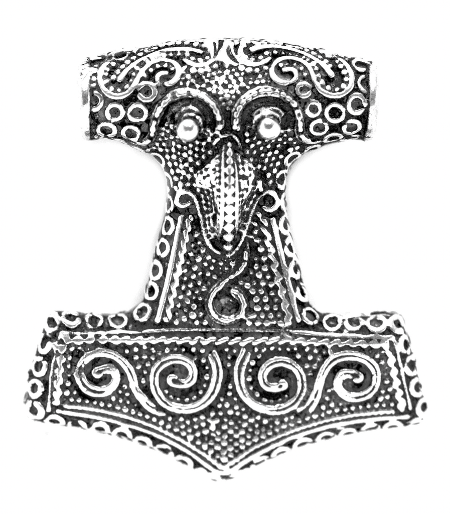 Großer Thorshammer Anhänger THYR 4 cm aus Silber – Wikinger Mjölnir Amulett 25 g