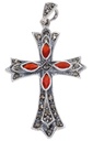Mittelalter Kreuz-Anhänger IARA aus 925er Silber – Gotisches Schmuckstück mit Kristall (4,4 cm)