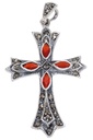 Mittelalter Kreuz-Anhänger IARA aus 925er Silber – Gotisches Schmuckstück mit Kristall (4,4 cm)