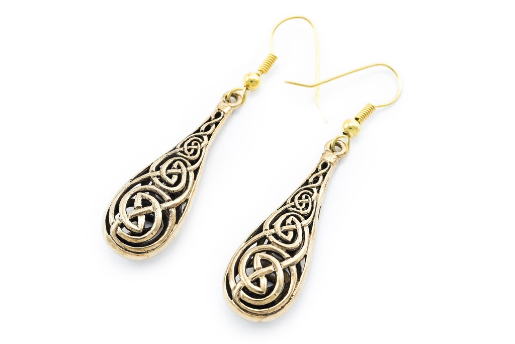 Ohrhänger BRIANA aus Bronze 5,4 cm – Drei keltische Knoten Symbolschmuck