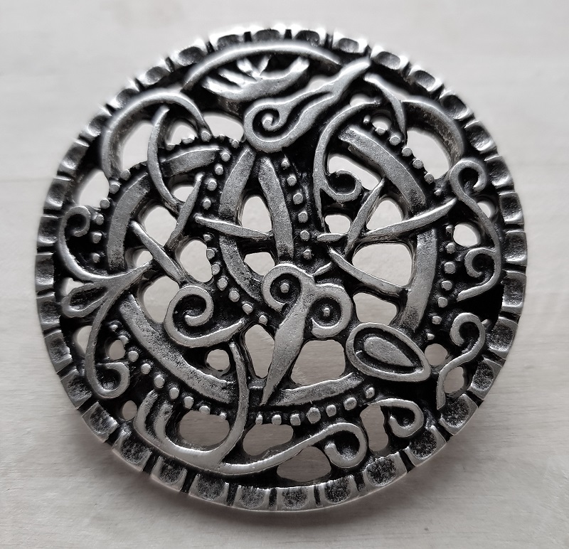 Wikinger-Beschlag „Schlangennest“ silberfarben – Runder Zierbeschlag mit Schlangenornament Ø 52 mm