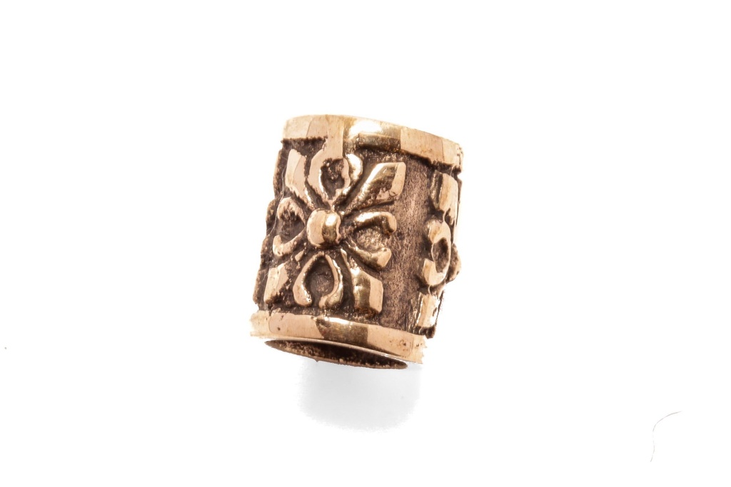 Mittelalter Haar- & Bartperle FINN aus Bronze – 10 mm Perle mit Ritterkreuz für Dreads & Zöpfe