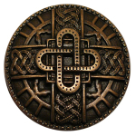 Großer Beschlag „Merowinger Brustplatte“ messingfarben – Zierniete Ø 65 mm im frühmittelalterlichen Stil