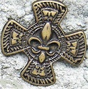 fleur de lys, altmessingfarbener Beschlag