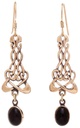 Keltische Ohrhänger SHEENA aus Bronze mit Onyx – Mittelalter Schmuck 6,1 cm