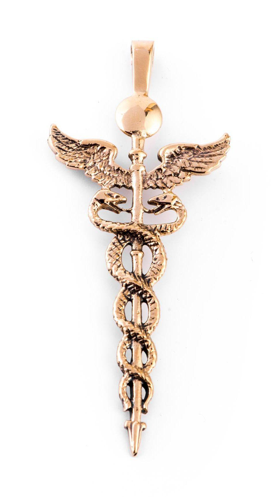 [WK2015-amb11] Schmuck-Anhänger CADUCEUS – Hermesstab aus Bronze