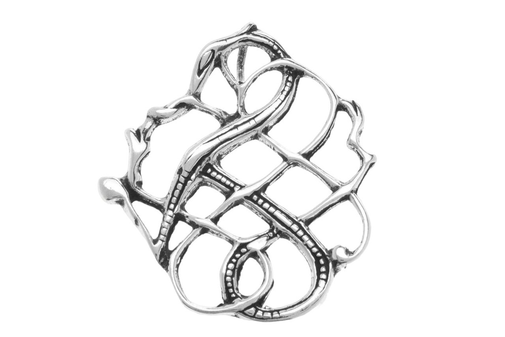 [av26] Anhänger Ringerike Lokis Drache aus Silber 925 – Wikinger Amulett 3,3 cm Mythologischer Drachenschmuck