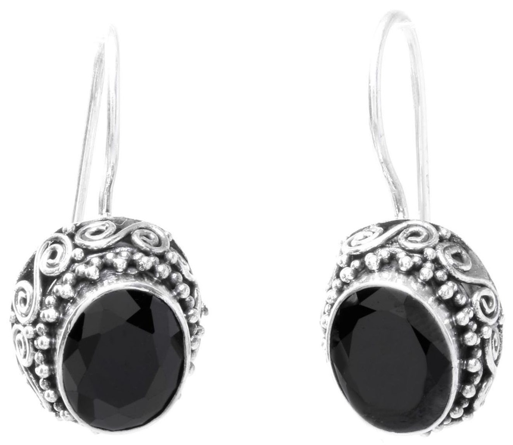 [Oh54-2] Schmuck Ohrhänger Leona Funkeln in der Nacht 2,4 cm – Silber 925 – Edle Ohrringe mit schwarzen Kristallen