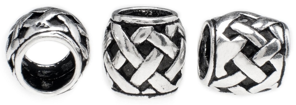 DRYSTAN Bartperle aus Silber – Wikinger Schmuckperle mit Flechtmuster Ø 5 mm