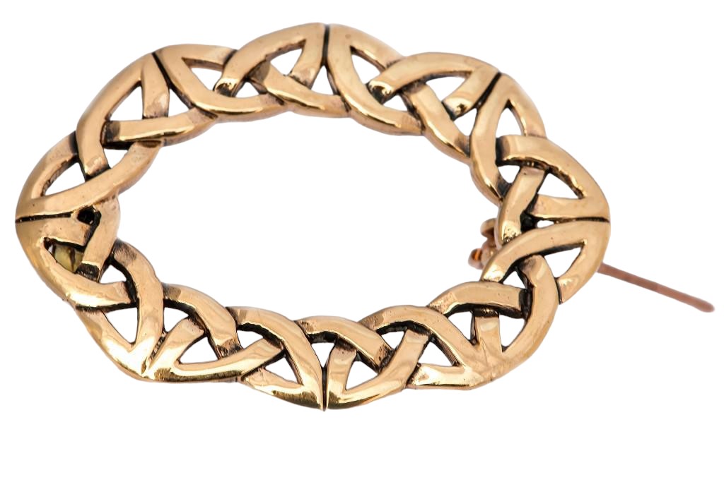 Keltische Fibel Brosche "Licarna" aus Bronze – Gewandschließe mit Knotenmuster 3,6 cm