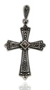 Gothic Kreuz-Anhänger VARAN aus 925er Silber – Mittelalterlicher Schmuck mit Markasiten (4,1 cm)