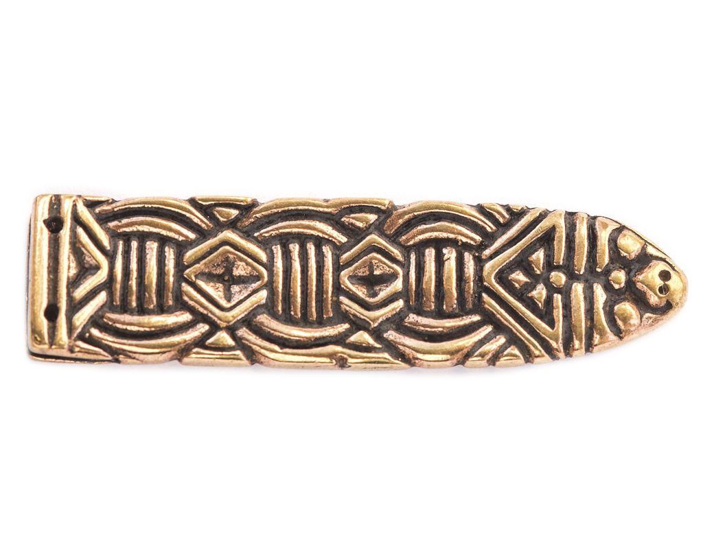 Mittelalter Gürtelspitze „Athor“ aus Bronze – Gürtelabschluss 4,6 cm mit Ornamentik 