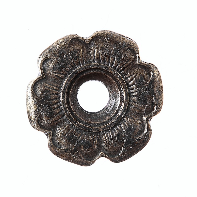 [N-284-21] Zierniete Hibiscus altmessing – 20 mm Blütenbeschlag mit Mittelloch für Taschen, Gürtel & Gewandungen