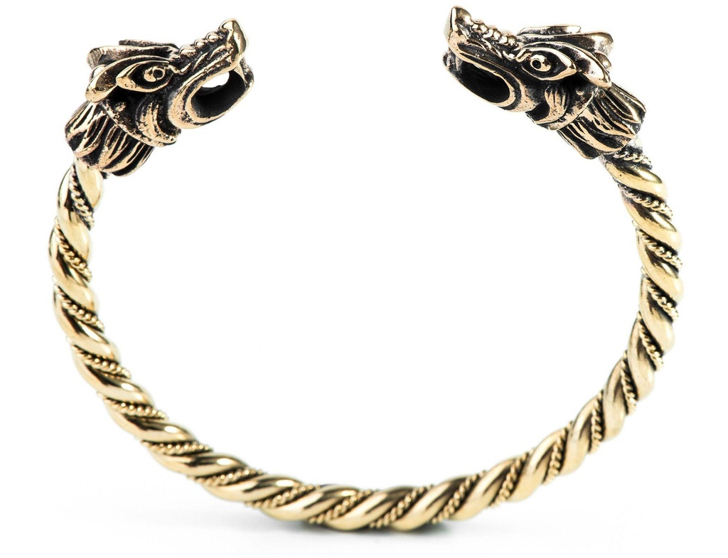 Wikinger Armreif PARAGON aus Bronze – Männer Drachen Reif Ø 7,3 cm