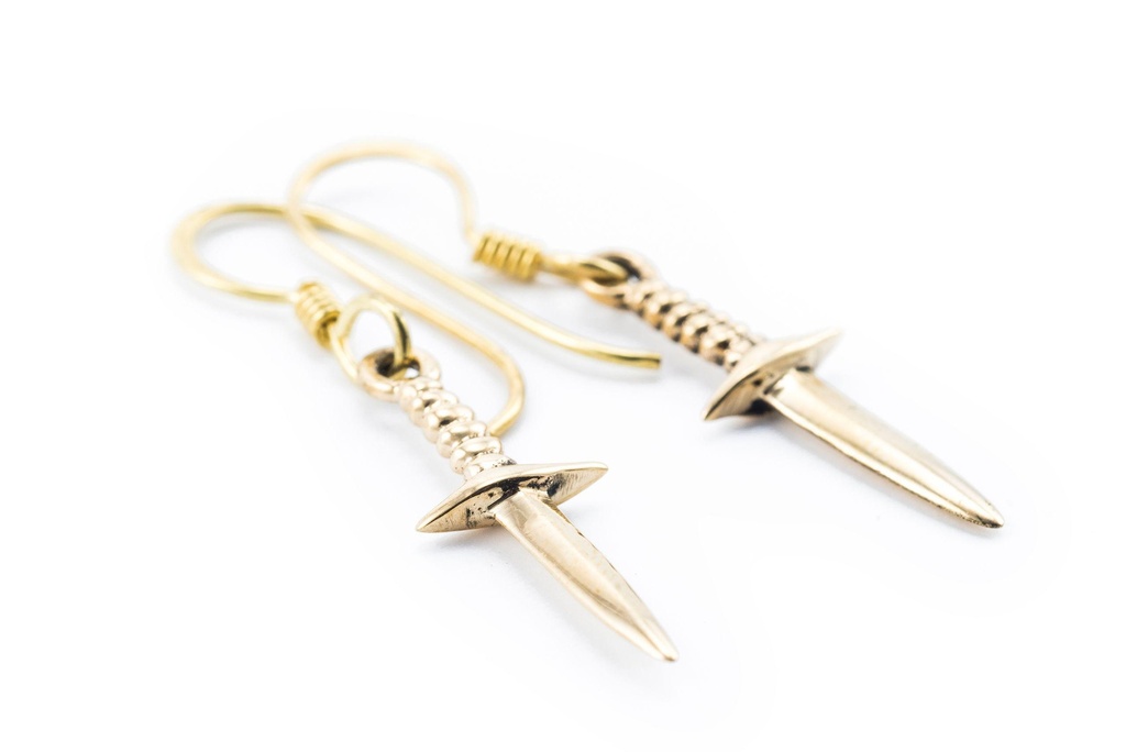 Ohrhänger „Morgana – Dolche“ aus Bronze – Symbolohrringe 3,5 cm