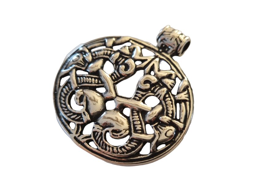 Anhänger NAIRA aus Bronze – Zwei Drachen Wikinger Amulett 4,1 cm
