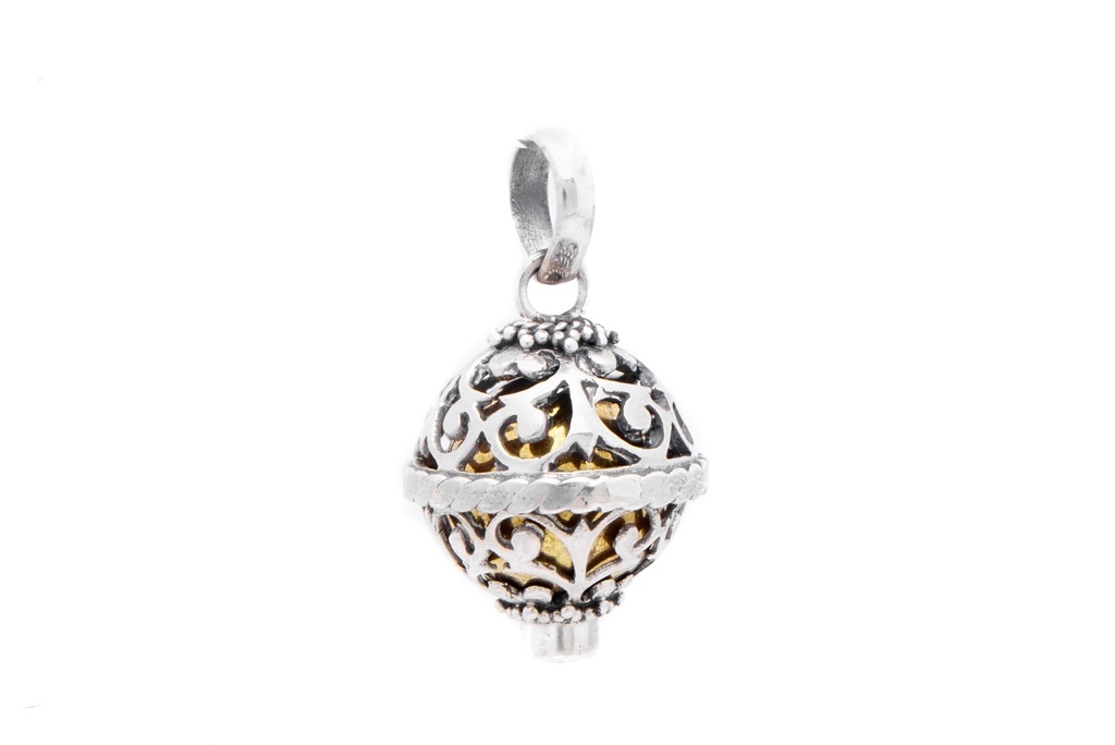 [as52] Schmuckstück  Engelsrufer Schmuck-Anhänger AMARA 2.6 cm Klangkugel mit Granatstein Handarbeit Silber 2.6 cm