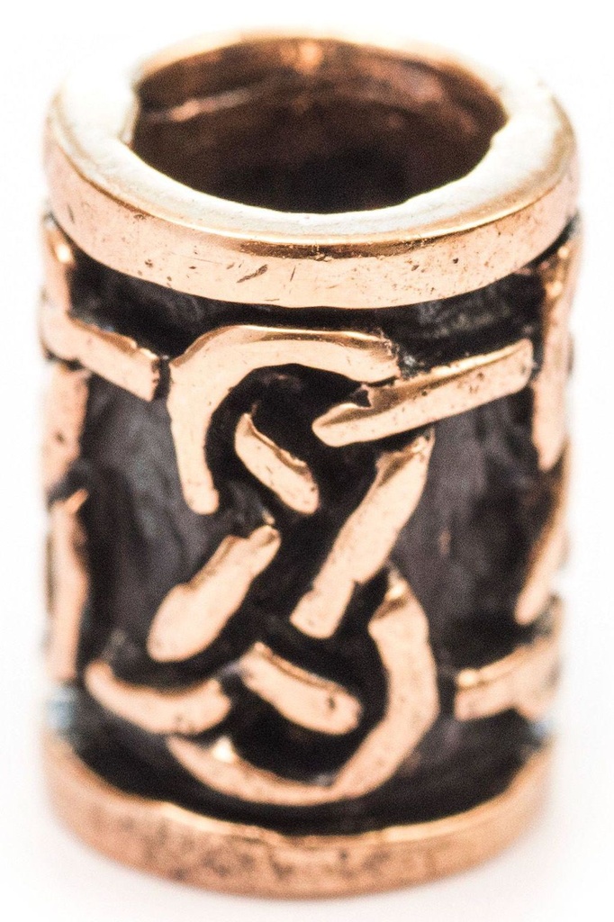 Keltische Haar- & Bartperle DVALIN aus Bronze – 13 mm Schmuckperle mit Knotenmuster für Dreads & Zöpfe