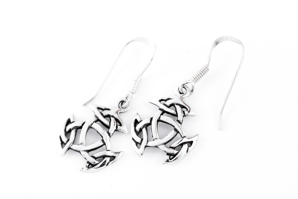 [oh114] Keltische Ohrhänger Arwain aus Silber – Offene Dreifalt-Triquetta 3,3 cm