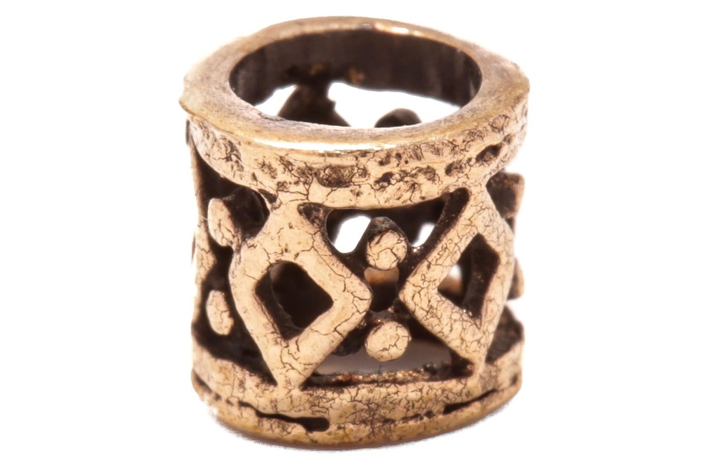 Mini Wikinger Haar- & Bartperle IMKE aus Bronze – 4 mm Zopfperle mit Netzstruktur für feine Strähnen