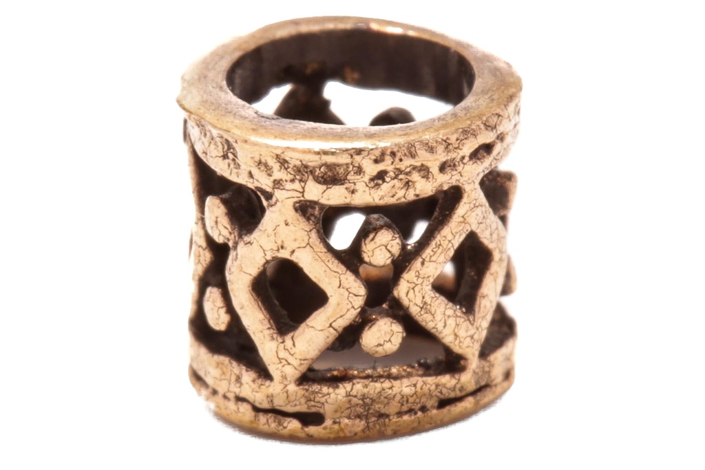 [apb74] Mini Wikinger Haar- & Bartperle IMKE aus Bronze – 4 mm Zopfperle mit Netzstruktur für feine Strähnen