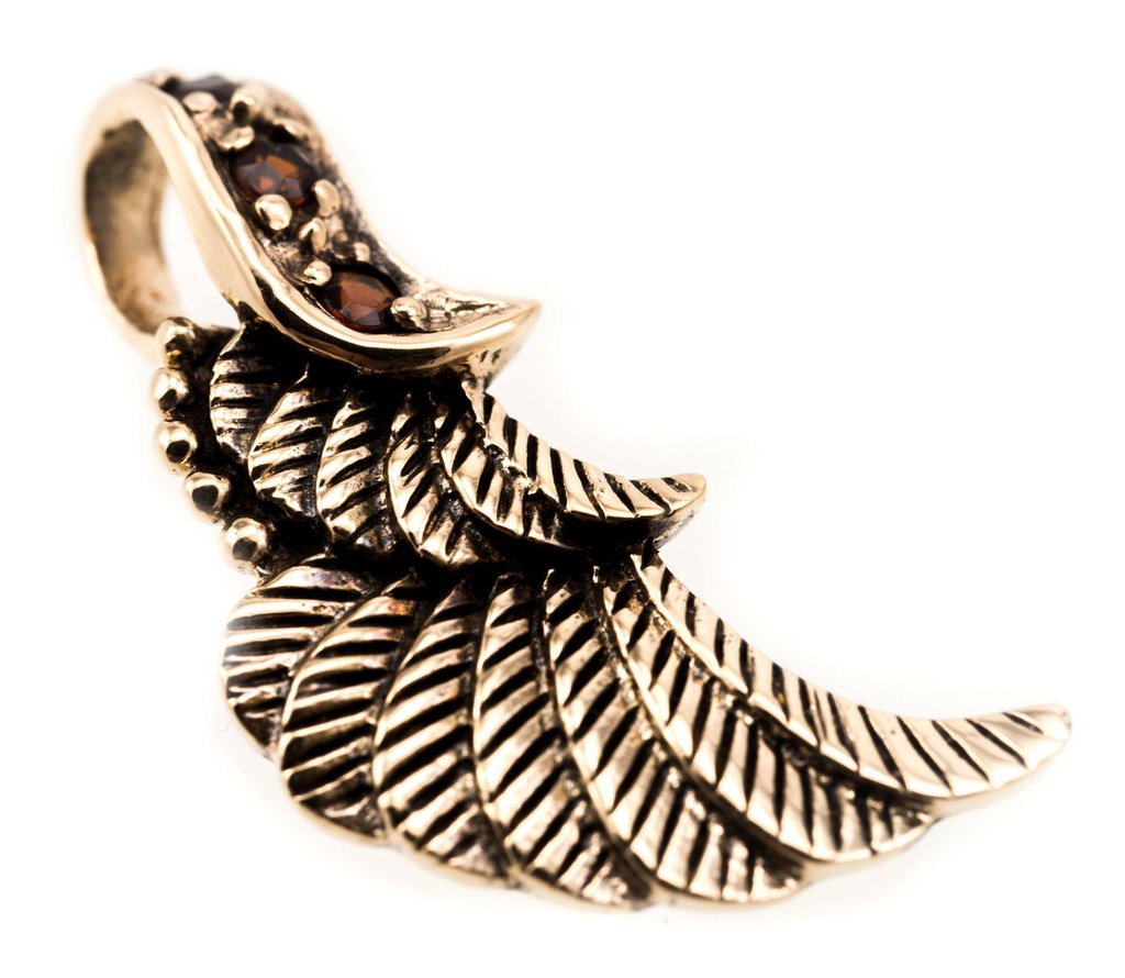 [WK2015-asb24] Schmuck-Anhänger SHAINE 2,4 cm – Elfenflügel aus Bronze mit roten Zirkonia für Magie & Leichtigkeit