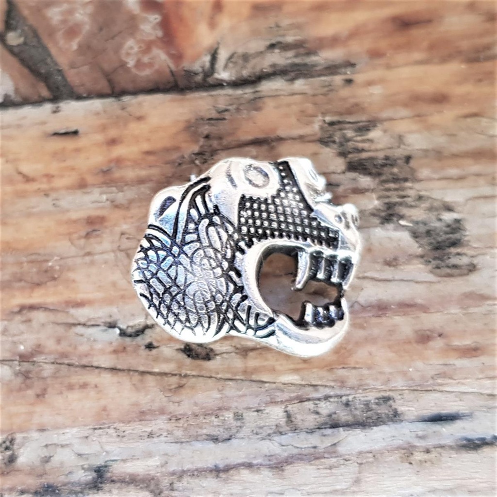 [N-315R-1] Zierniete „Oseberg-Drache klein“ – Silberfarbener Drachenkopf nach rechts blickend