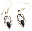 Ohrhänger Janine mit Onyx aus Bronze – Keltischer Schutzstein Ohrschmuck 3,7 cm