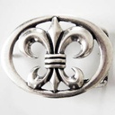 Gürtelschließe Lilith silberfarben – 4 cm Schnalle mit Fleur-de-Lys für Mittelalter & Pfadfinder