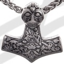 Thor-Hammer Anhänger silberfarben – Beidseitig verzierter Mjölnir mit Tierornamentik aus Zamak