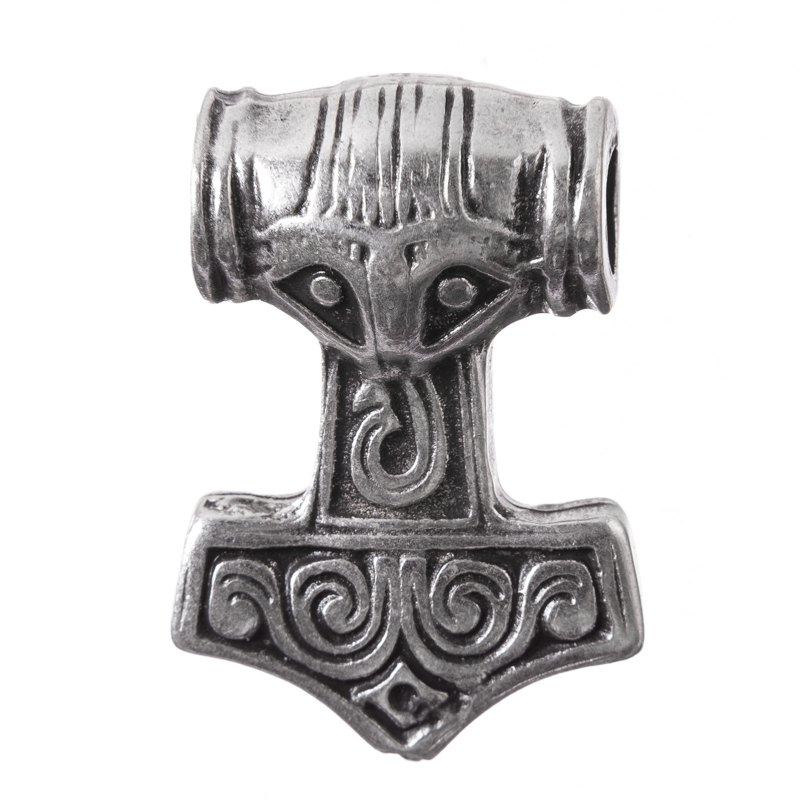 [P-5172-1] Thors Hammer Anhänger silberfarben – Wikinger-Talisman Mjölnir aus Zamak
