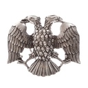Doppelkopf-Adler Gürtelschließe in Silberoptik – Herrschaftssymbol für 4 cm Gürtel 