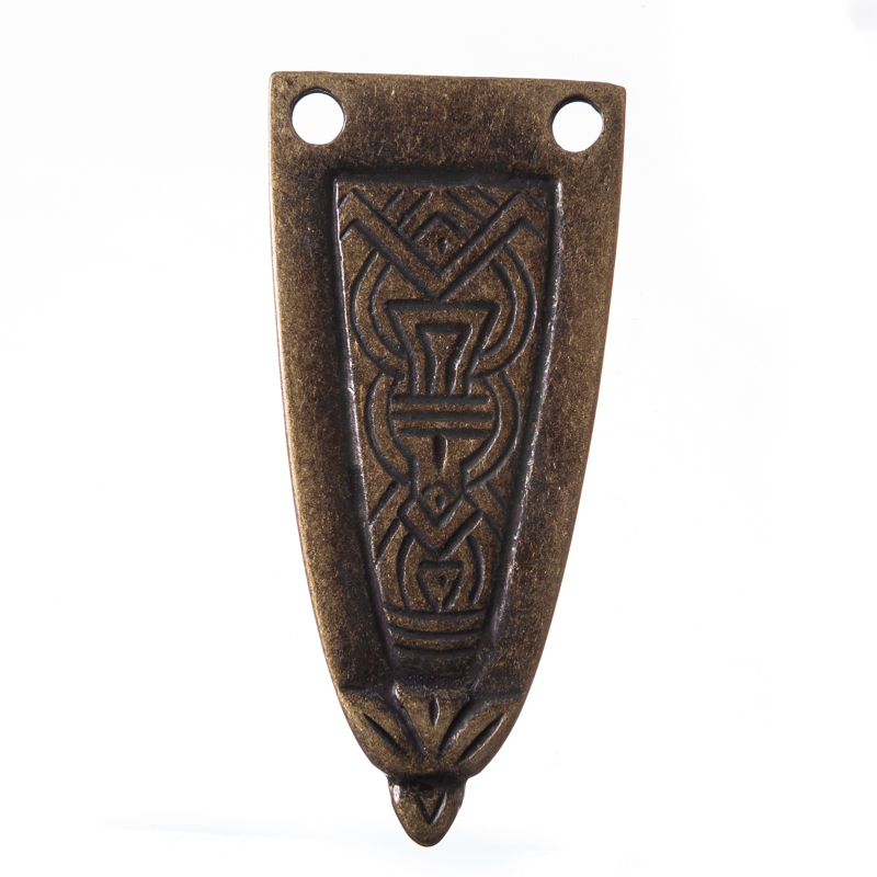 Gürtelspitze Aramis 3 cm altmessingfarben – Nordischer Knoten für Mittelalter-Gürtel