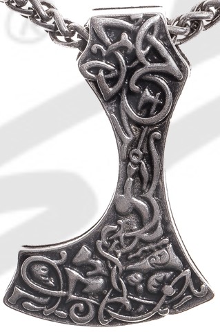 [P-5112-1] Mittelalter Bartaxt Anhänger silberfarben – Beidseitiger Krieger-Talisman aus Zamak