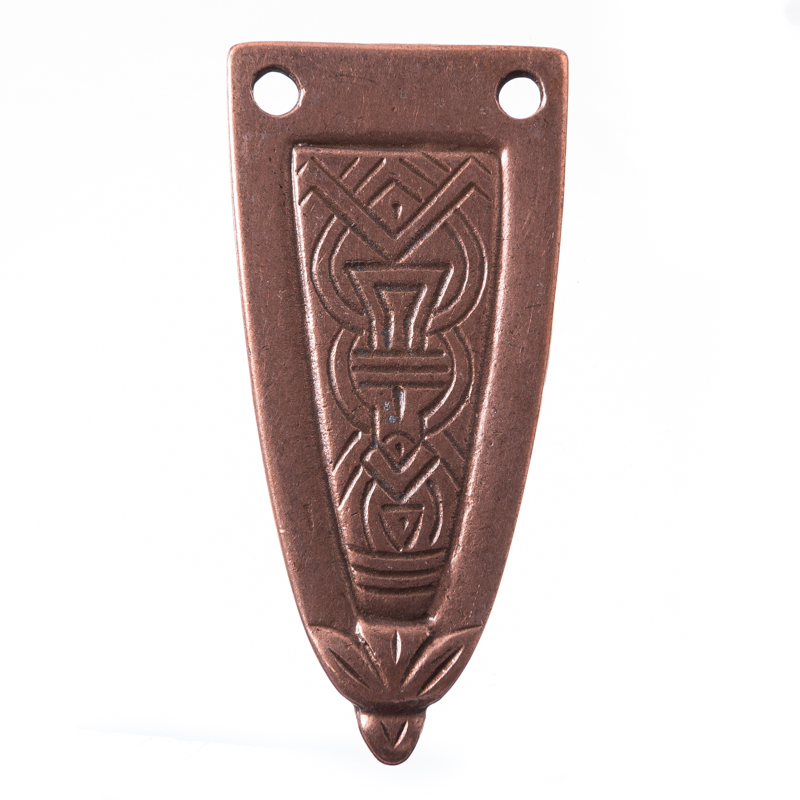 Gürtelspitze Aramis 3 cm kupferfarben – Nordischer Knotenabschluss aus Zamak für Mittelaltergürtel