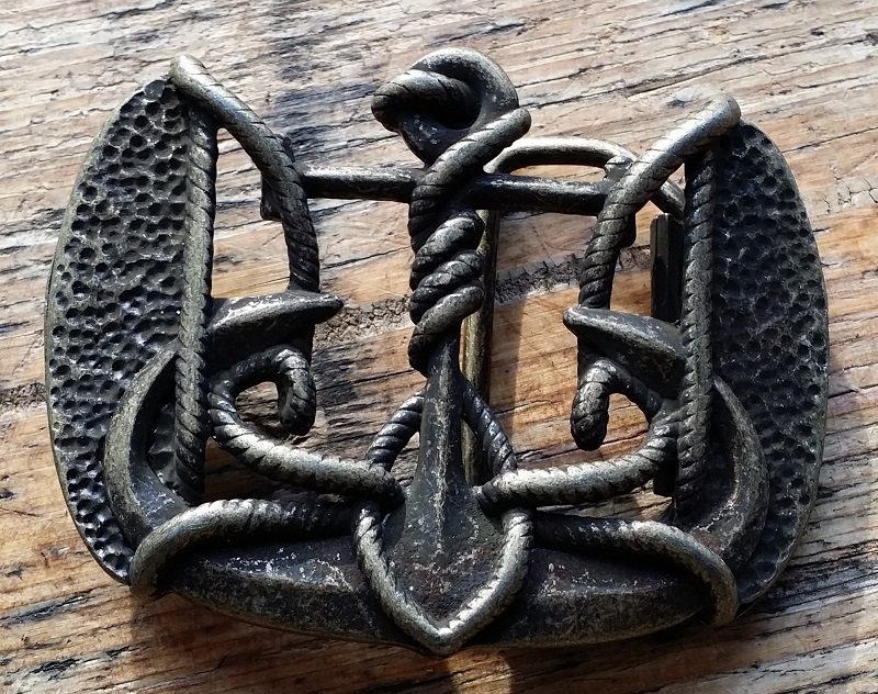 Gürtelschließe „Anker & Reep“ silberfarben – Maritime ZAMAK-Koppelschließe für 4 cm Gürtel