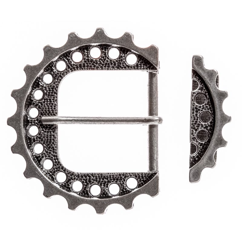 Steampunk Zahnrad-Gürtelschließe Set silberfarben – Schnalle & Schlaufe im Mechanic-Look für 4 cm Gürtel