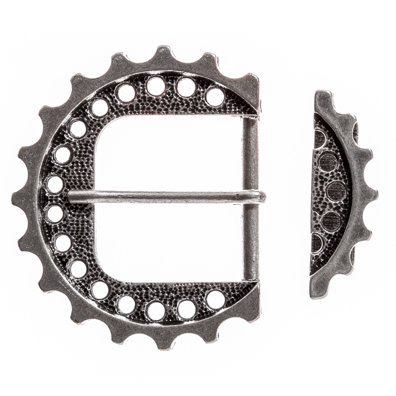 Steampunk Zahnrad-Gürtelschließe Set silberfarben – Schnalle & Schlaufe im Mechanic-Look für 4 cm Gürtel