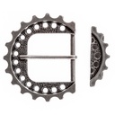 Steampunk Zahnrad-Gürtelschließe Set silberfarben – Schnalle & Schlaufe im Mechanic-Look für 4 cm Gürtel