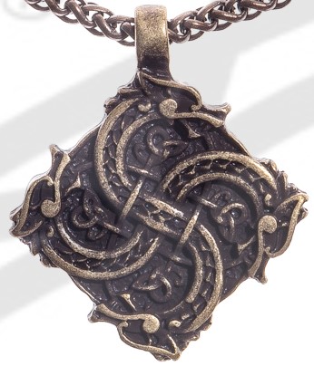 Keltisches Drachenkreuz Anhänger altmessingfarben – Beidseitiger Schutz-Talisman aus Zamak