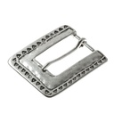 Silberfarbene Mittelalter-Schließe – Rechteckige Riemenschnalle mit antikem Ziermuster