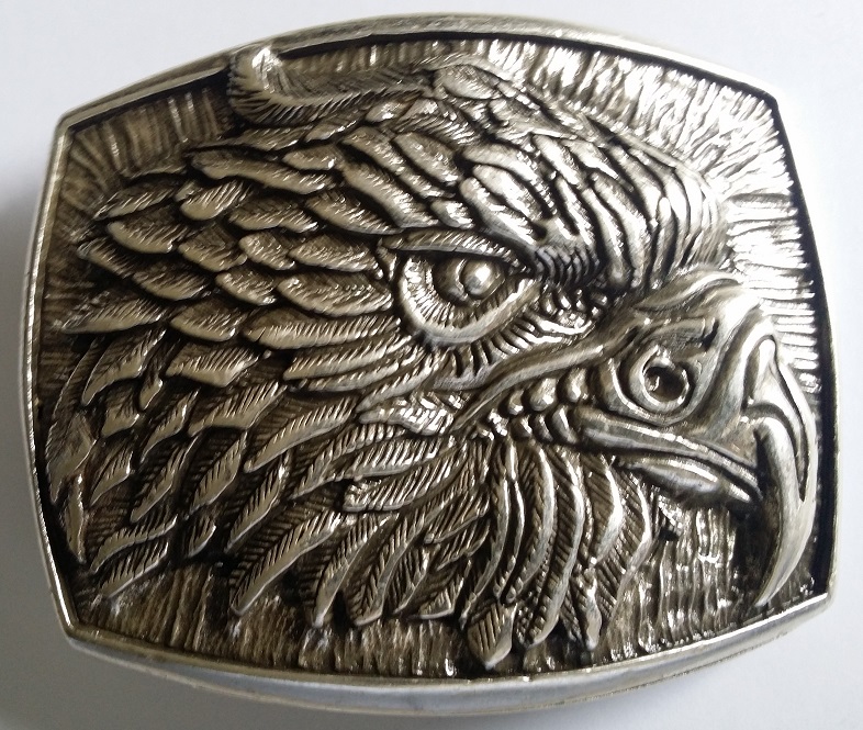 Gürtelschließe „Adlerkopf“ silberfarben – Massive ZAMAK-Koppelschließe für 4 cm Gürtel