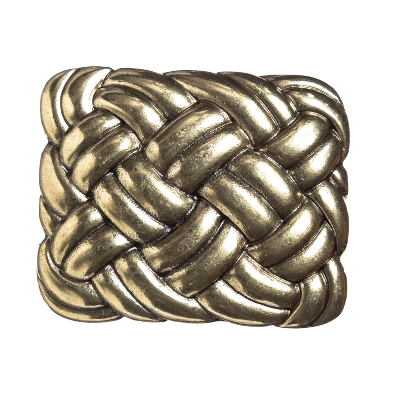 Koppelschließe „Braided“ messingfarben – ZAMAK-Gürtelschnalle mit Flechtmuster für 4 cm Gürtelriemen