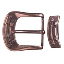 Steampunk Gürtelschließe „Jeter“ kupferfarben – Schnalle & Metallschlaufe im mechanischen Design für 4 cm Gürtel