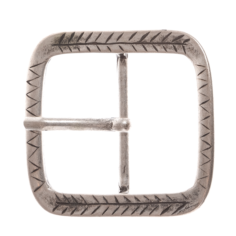 Gürtelschließe „Ethno“ in Silber – 5 cm Vollschließe mit traditioneller Gravur